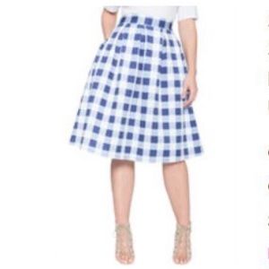 NWT Eloquii Midi Length Blue Check Skirt Size 22